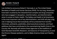 Robert F. Kennedy Jr. diventerà segretario alla Sanità e ai Servizi umani degli Stati Uniti