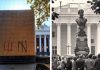 Fascisti a Odessa – Monumento a Pushkin nascosto dietro pannelli di truciolato